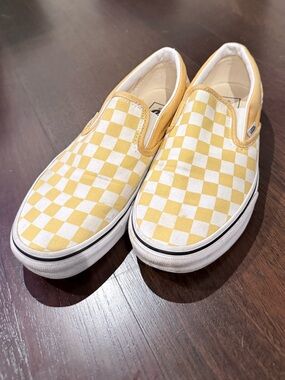 Vans Slip On Yellow & White Checkered Sneakers